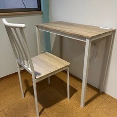 シンプルデスクセット（木製天板・金属フレーム）の画像