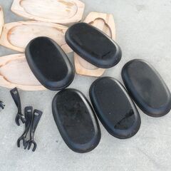 無料配達します🚚小判ステーキ皿💖５枚セット💖木製トレー💖ハンドル付💖の画像