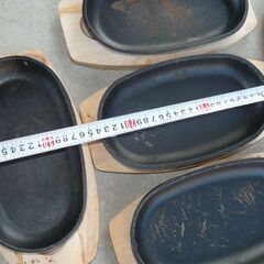 無料配達します🚚小判ステーキ皿💖５枚セット💖木製トレー💖ハンドル付💖の画像