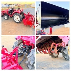 P185F トラクター シバウラ フロント ローダー付き 18.5馬力 4WD ハイ旋ターン RF130S ロータリー バケット 尾輪 除雪 排土 運搬 軽油 栃木の画像