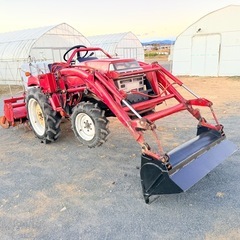 P185F トラクター シバウラ フロント ローダー付き 18.5馬力 4WD ハイ旋ターン RF130S ロータリー バケット 尾輪 除雪 排土 運搬 軽油 栃木の画像