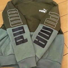 PUMA プーマ　パーカー　トレーナー　綿100% カーキ 120cmの画像
