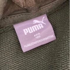PUMA プーマ　パーカー　トレーナー　綿100% カーキ 120cmの画像
