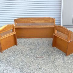 無料配達します🚚定価１５万円💖天然木💖収納付💖３人ベンチ💖ダイニングチェア💖の画像
