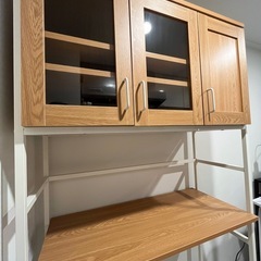 ホワイト木目調 食器棚・キッチンカウンターの画像