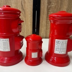 ◎郵便ポスト型の貯金箱 大小3個セットの画像