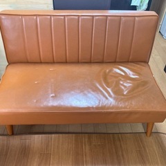 【無料お譲りします】L型ソファセット（ブラウン／合皮）の画像