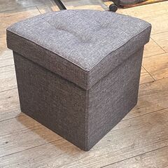 新品★【在庫2点有/単品販売】コーナースツール 収納付き 折りたたみ式 グレー 幅38㎝×奥行38㎝×高さ40㎝ YAMAZEN 山善 リビング収納スツール★買取帝国 志木店の画像