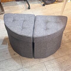 新品★【在庫2点有/単品販売】コーナースツール 収納付き 折りたたみ式 グレー 幅38㎝×奥行38㎝×高さ40㎝ YAMAZEN 山善 リビング収納スツール★買取帝国 志木店の画像