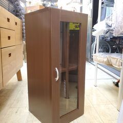 キャビネット 1枚ガラス扉 ブラウン■横幅30.5㎝×奥行32cm×高さ73.5cm■買取帝国 朝霞店 配達可能の画像