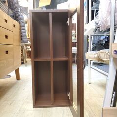 キャビネット 1枚ガラス扉 ブラウン■横幅30.5㎝×奥行32cm×高さ73.5cm■買取帝国 朝霞店 配達可能の画像