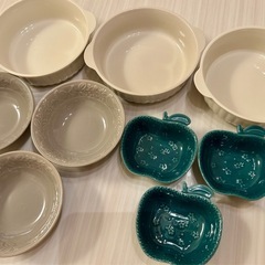 【北欧テイスト】陶器製 食器セット 9点 ニュアンスカラー 3人分 グラタン皿等の画像