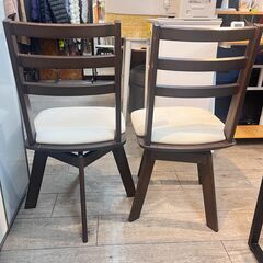 ニトリ ダイニング3点セット 二人用 ステイン ダイニングテーブル/回転式ダイニングチェア2客 定価32990円★買取帝国 志木店の画像