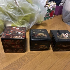 和風デザイン 木製重箱 3点セットの画像