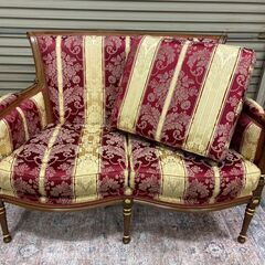 イタリア製 クラシック ソファ オットマン セット ヴィンテージ調の画像