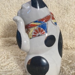 猫置物　三毛猫　招き猫　アンティークの画像