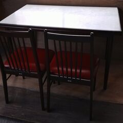 レトロ オールドカリモク ダイニングテーブル＆チェア 2脚セットの画像