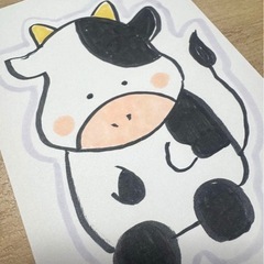 ゆる〜い牛さんイラストポストカード★アート 動物の画像