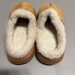 ブラウン スエード 厚底ファーサンダルの画像