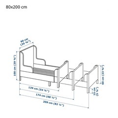① IKEA ブースンゲ（BUSUNGE）伸長式ベッド（ピンク 80×200cm） ② OMSINT（オムスイント）ポケットコイルマットレス（伸長式ベッド用 80×200cm）の画像
