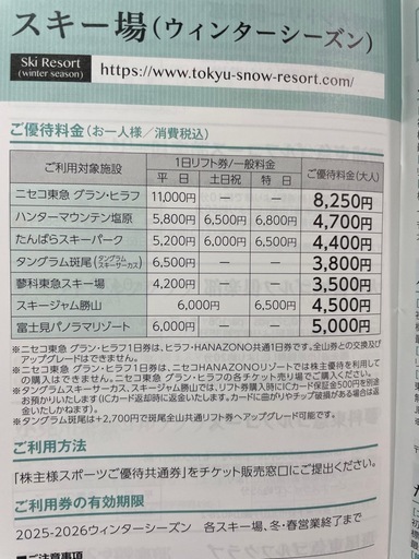東急不動産ホールディングス　株主優待券