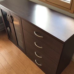 4段引き出しキャビネット／ダークブラウンの画像