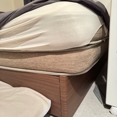 ニトリダブルベッド＋ダブルマットレスセット ブラウンの画像