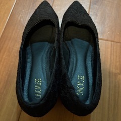 ブラック レース パンプス L 24cmの画像