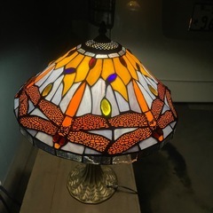 アンティーク　ステンドグラス　高さ53cm トンボ 柄　スタンドライトの画像