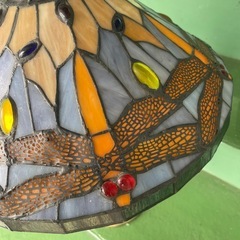 アンティーク　ステンドグラス　高さ53cm トンボ 柄　スタンドライトの画像