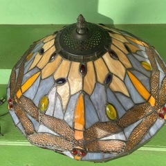 アンティーク　ステンドグラス　高さ53cm トンボ 柄　スタンドライトの画像