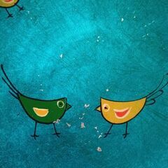 べトナム　漆器　丸皿　鳥　ブルーの画像