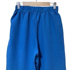 【美品】SHEIN ワイドパンツ ウエスト総ゴム 韓国 ブルー 青 Ｓの画像