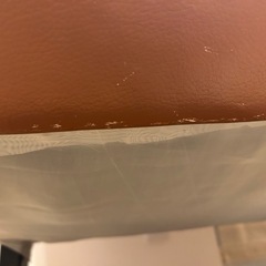 【500円→相談可】本革ソファ（もりしげ風／可動背もたれ）DIY向け／破れあり／引き取り限定の画像