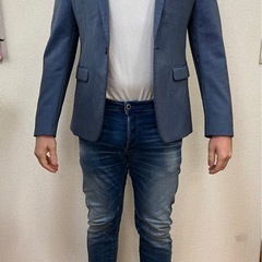 ZARA ブルーグレー テーラードジャケット サイズEUR50の画像