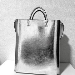 ADAM ET ROPE' ダブルポケット　トートバッグ シルバー　アダムエロペの画像