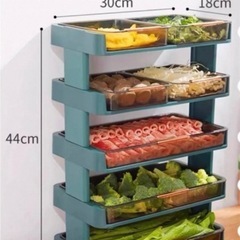 新品❤️5段 食材収納ラック グリーン 30cm x 18cm x 44cmの画像