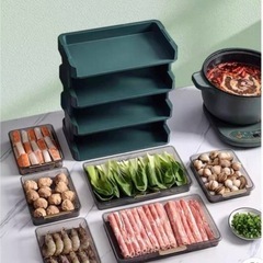 新品❤️5段 食材収納ラック グリーン 30cm x 18cm x 44cmの画像