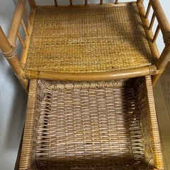 ラタン 3段収納ワゴン 籐製 チェスト キャスター付きの画像