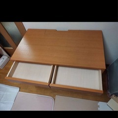 ナチュラルウッドデスク 引き出し2つ付き 学習机の画像