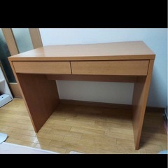 ナチュラルウッドデスク 引き出し2つ付き 学習机の画像