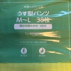 介護用品　大人用紙おむつ　うす型パンツ 2回吸収 M~L 38枚　2個の画像