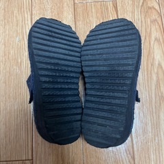 16cm 秋　冬　フェルト　ストラップ　シューズ　マジック　ネイビー　紺　バレエシューズ　の画像