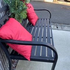 屋外ガーデンベンチの画像