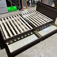 ベッドフレーム　セミダブルサイズ　ベッド枠　ＳＤ　タンスのゲン製　収納付き　ブラウンの画像