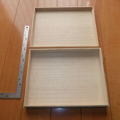[箱のみ] 桐箱 2個セット 中身なし 幅28cm 奥行き21.6cm 高さ4.5cm 小物入れ 収納 片付け 整理 フタ付き ふた 蓋の画像