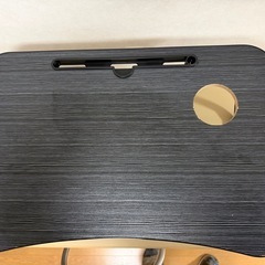 ブラックサイドテーブル ドリンクホルダー付きの画像