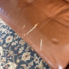 ソファー　3シーター　レザー調　ブラウンの画像