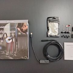新品未使用(開封、確認のみ）ファイバースコープ Ennovor 内視鏡カメラ マイクロスコープ 200W画素 8個高輝度LEDライト IP67防水 ファイバースコープカメラ USB Type-C lightning接続 充電不要 WIFI不要Android4.4/iOS9.0以降対応 工業用家庭掃除 機械点検 車整備 硬性ケーブル5Mの画像