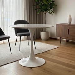 【新品同様】大理石調ラウンドテーブルの画像